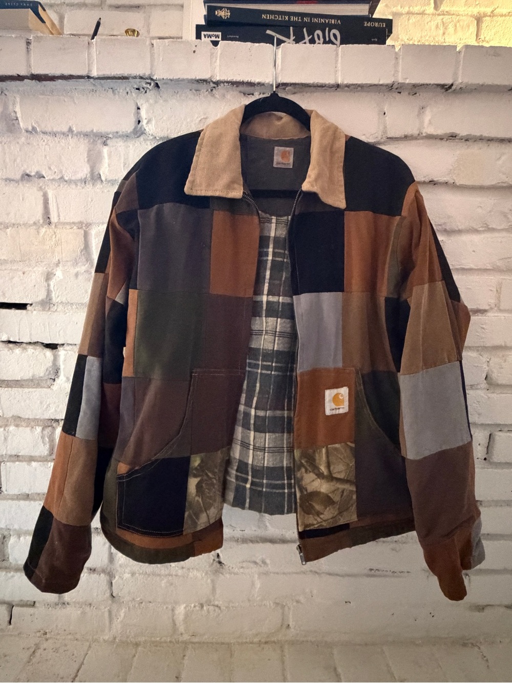 Carhartt Men's Patchwork Canvas Jacket in Brown and Gray Tones